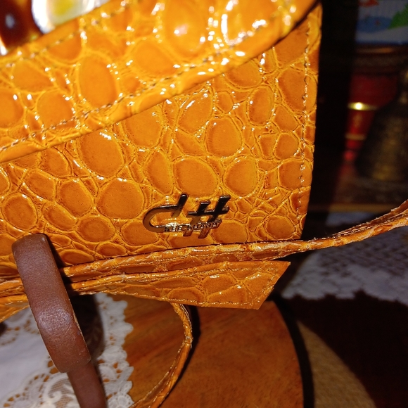 Vintage See Sharp Faux Tortoise Shell Pattern Brown/Mustard Yellow/Tan Purse - Picture 7 of 17